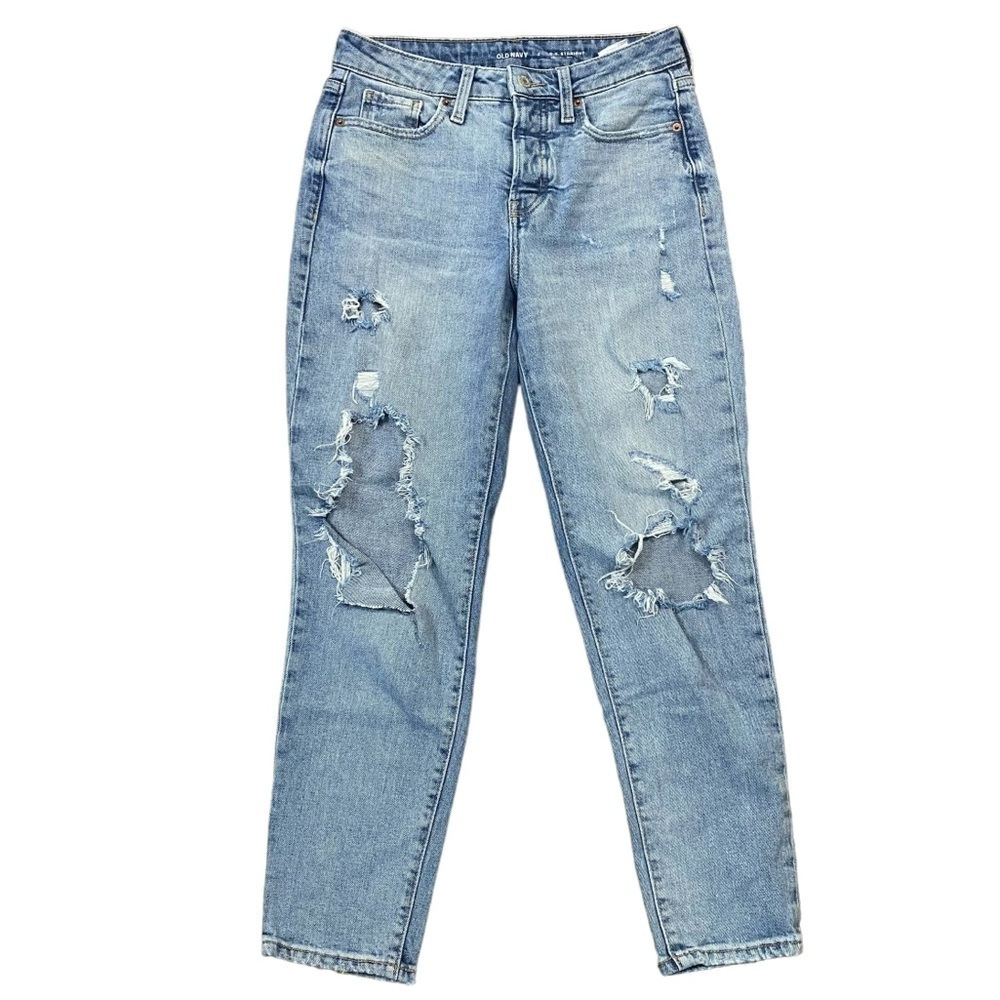 Old Navy O.G. Straight High Rise Distressed Ripped Denim Jeans Size 2